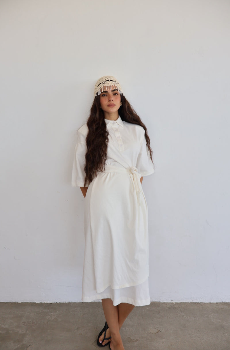 NEOMI POLO DRESS WHITE